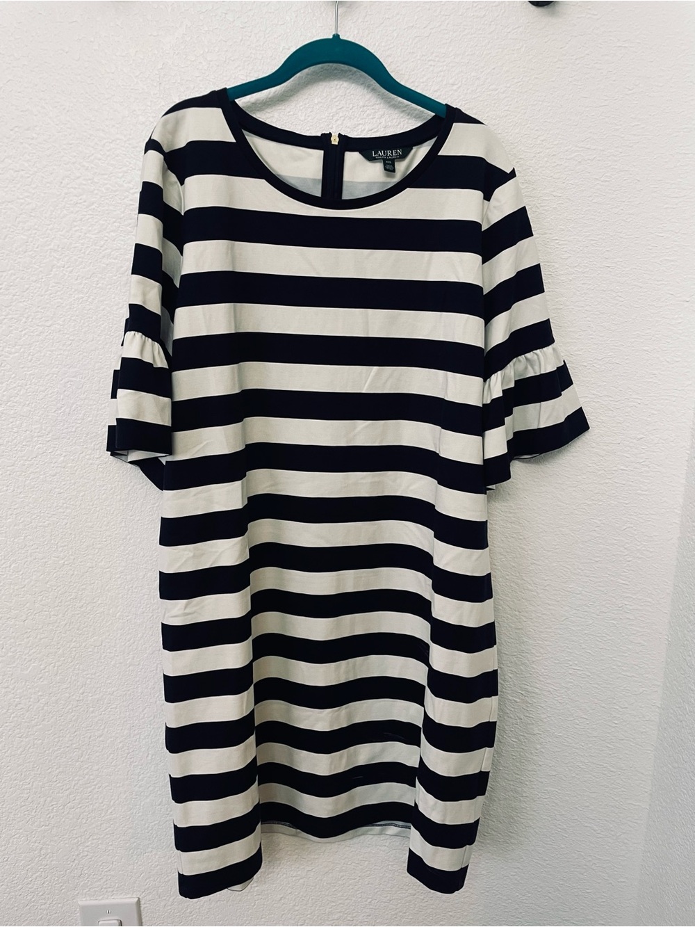 Ralph Lauren Black and White Striped Midi Dress